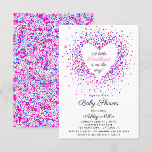 Sötnos Rosa och Lila Confetti Baby Shower Inbjudningar