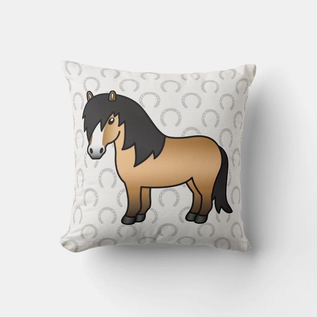 Sötnos Shetlandsponny Tecknad Illustration Kudde (Framsida)