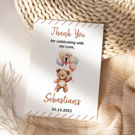 Sötnos Teddybjörn 1-årsdag | Söta Björn Tack Kort