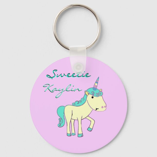 Sötnos, Unicorn Keychain - Anpassad Nyckelring (Framsida)