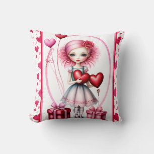 Sötnos Valentine Girl Dekorativ kudde