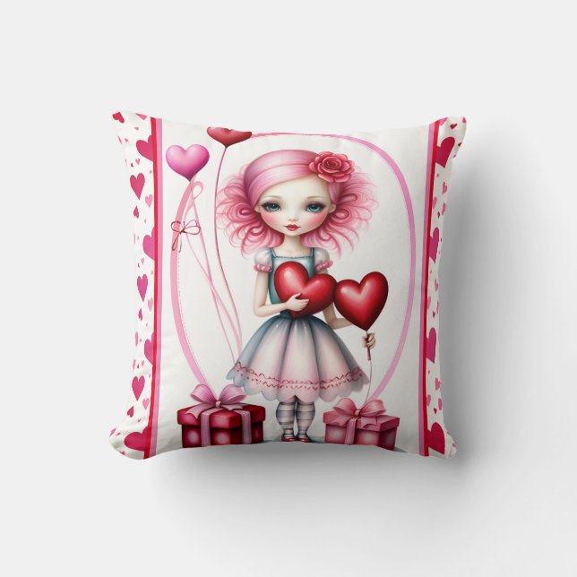 Sötnos Valentine Girl Dekorativ kudde (Framsida)