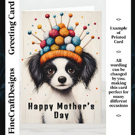 Sötnos Valp, Stickad Hatt CY1 Anpassad Mamma Kort