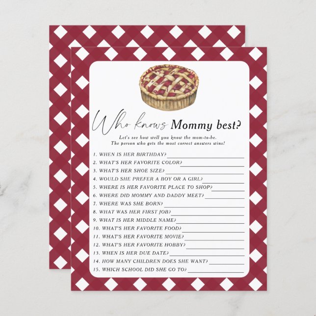 sötnos - Vem vet mest om mamma spel (Fram/baksida)