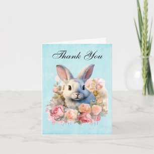 Sötnosad kanin med rosenkrans tack kort