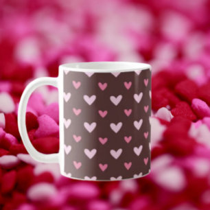 Sötnosmugg – Rosa & blushhjärtan på choklad Kaffemugg