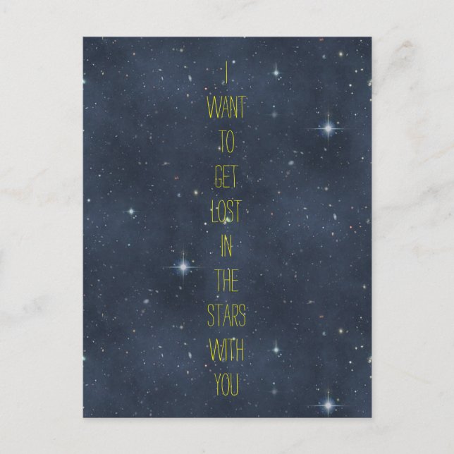 Sötnoting: Borttappad i Stars Starry Night Himlar Vykort (Framsida)