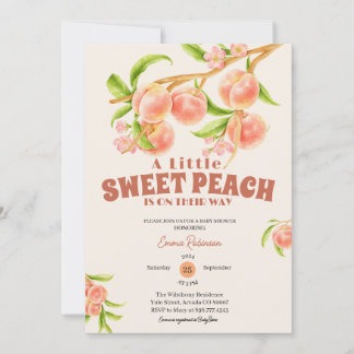 Sötnoting Little Peach Girl Baby Shower Anpassning Inbjudningar
