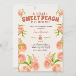 Sötnoting Little Peach Girl Baby Shower Anpassning Inbjudningar