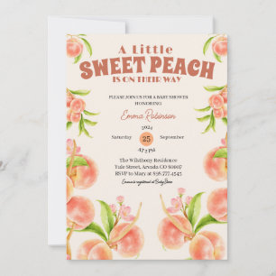Sötnoting Little Peach Girl Baby Shower Anpassning Inbjudningar