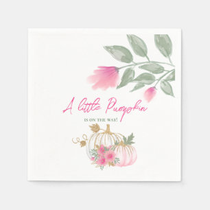 Sötnoting Little Pumpkin  Rosa Guld White Blommigt Pappersservett