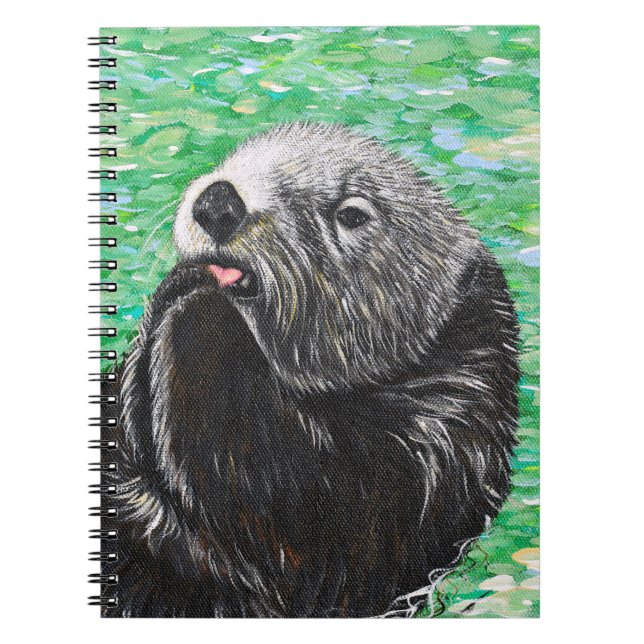 Sötnoting Little Sea Otter Painting Anteckningsbok (Framsidan)