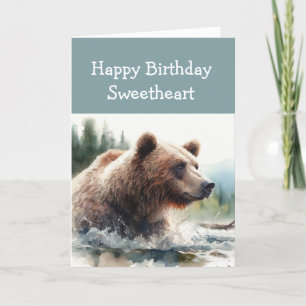 Sötnoting Vild Sak Birthday Grizzly Bear Animal Kort