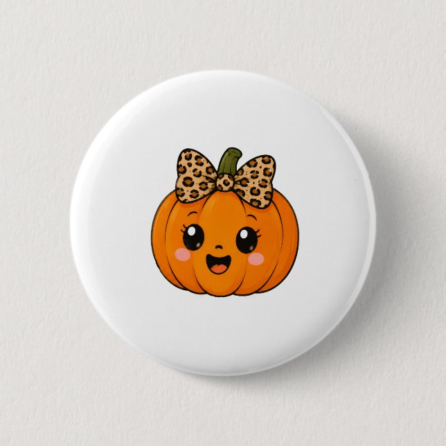 SötOrange Liten Pumpa Halloween Anpassa Namn Knapp (Framsida)