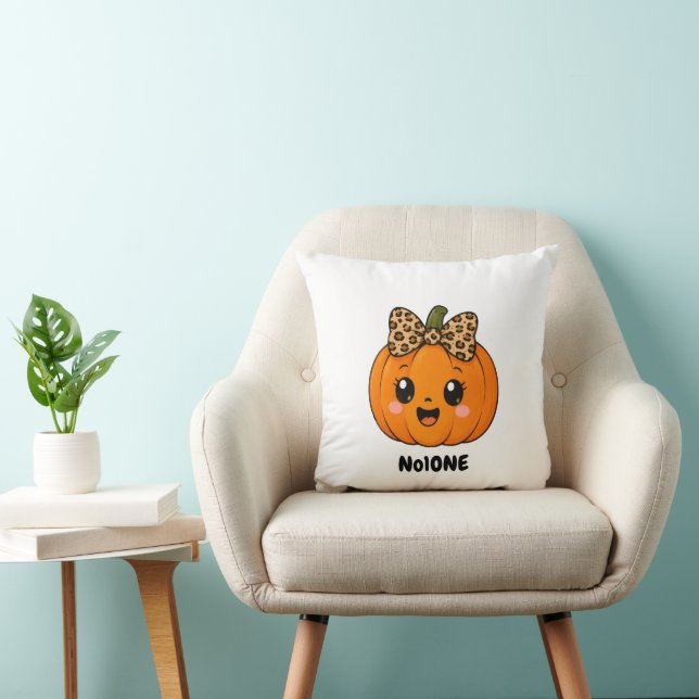 SötOrange Liten Pumpa Halloween Anpassa Namn Kudde (Stol)