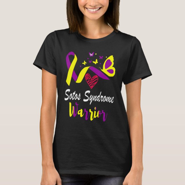 Sotos Syndrome Awareness Butterfly Support Yellow  T Shirt (Framsida)