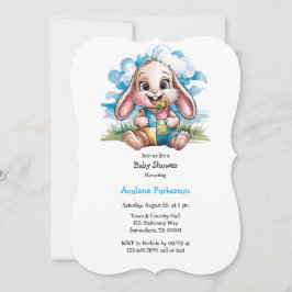 Sötpatchwork Cute Bunny & Nappar Baby Shower Inbjudningar