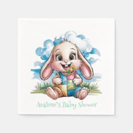 Sötpatchwork Cute Bunny & Nappar Baby Shower Pappersservett