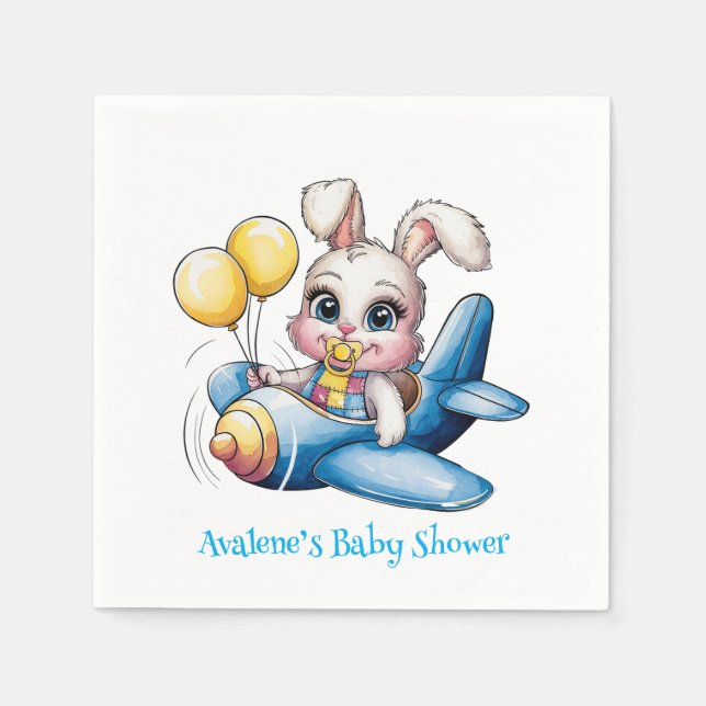 Sötpatchwork Cute Bunny & Nappar Baby Shower Pappersservett (Framsidan)