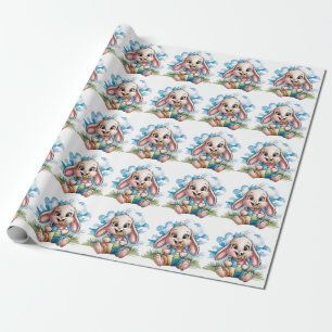 Sötpatchwork Cute Bunny & Nappar Baby Shower Presentpapper