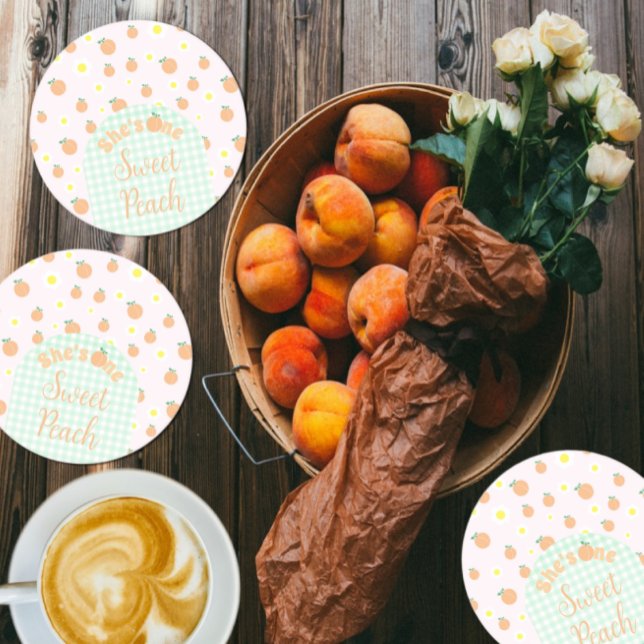 Sötpersika 1:a födelsedag Papper Underlägg Rund (Skapare uppladdad)