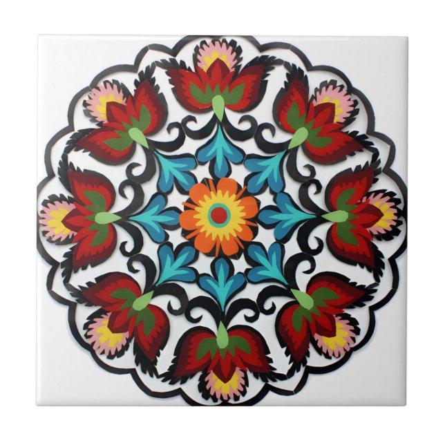 Sötplattor gammal röd blomma från stil kakelplatta (Framsidan)