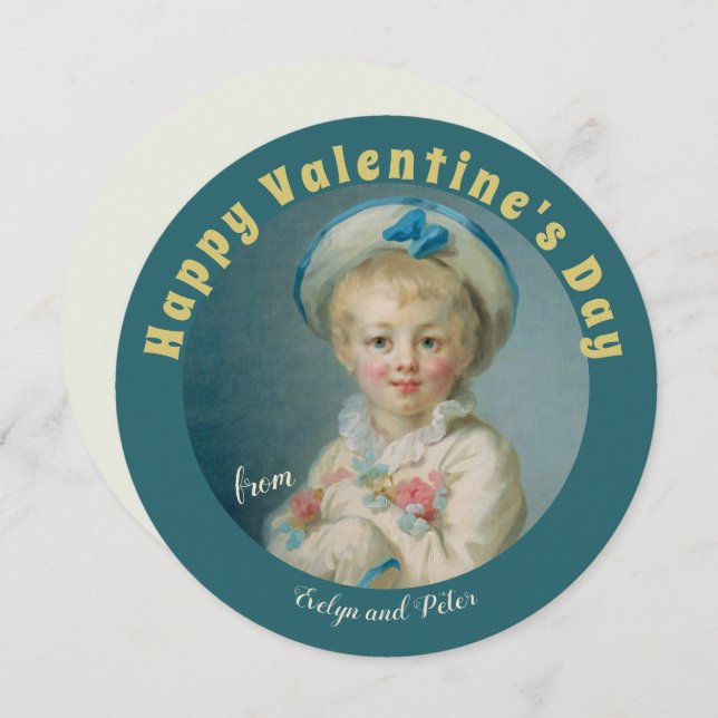 Sötpojke Pierrot Fragonard CC1074 Valentine Card Inbjudningar (Fram/baksida)