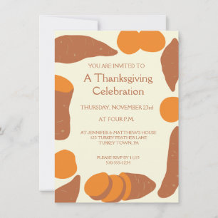 Sötpotatis Illustrationer Thanksgiving Party Inbjudningar