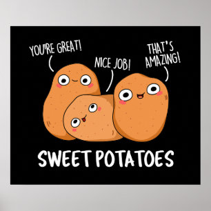 Sötpotatis Lung Food Pun Mörk BG Poster
