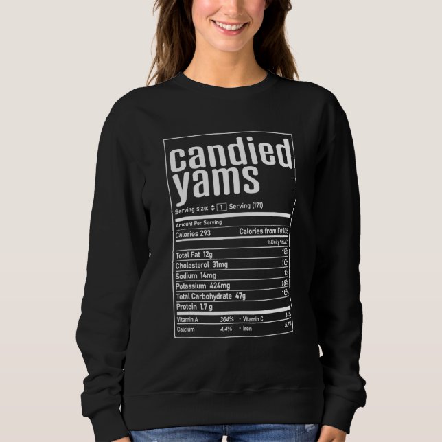 Sötpotatis Näringsinnehåll Thanksgiving Jul T Shirt (Framsida)