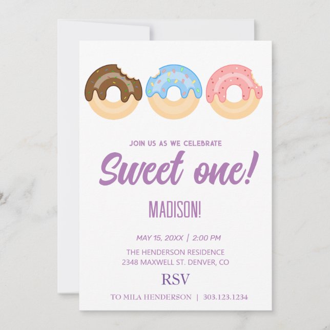 Sötpotatis, regnbåge färg, söt första födelsedag inbjudningar (Framsida)