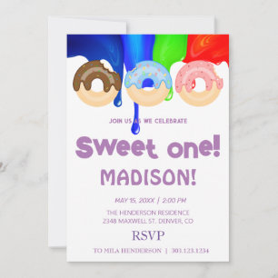 Sötpotatis, regnbåge färg, söt första födelsedag inbjudningar