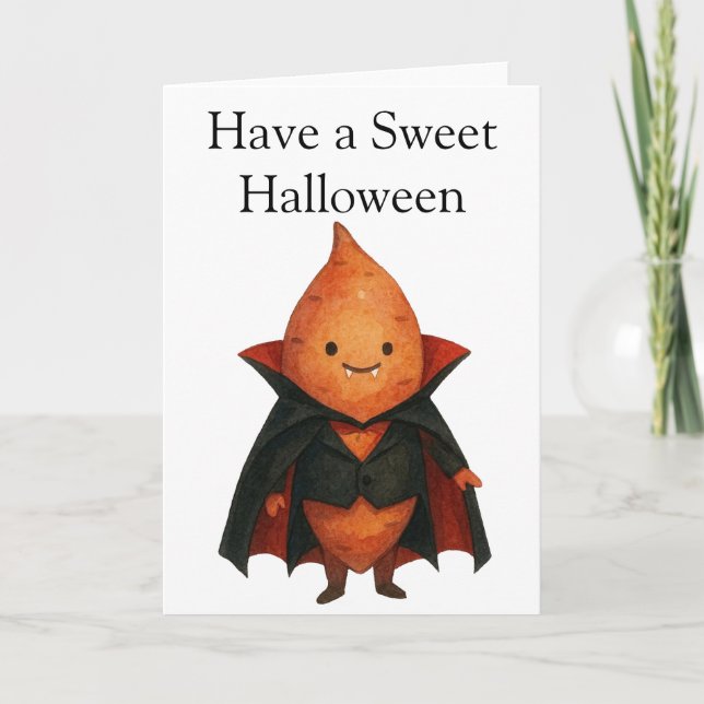 Sötpotatis Vampyr Halloween Kort (Framsida)