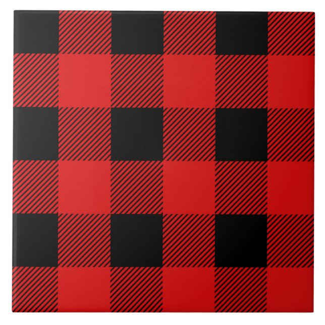 Sötröd buffalo plaid mönster kakelplatta (Framsidan)