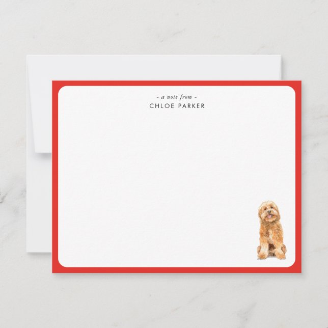 SötRöd kant Golden Doodle Jul Tack  Kort (Framsida)