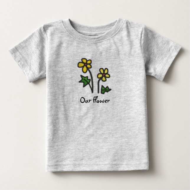 Sötsak dragen gul blomma med beställnings- text t shirt (Framsida)