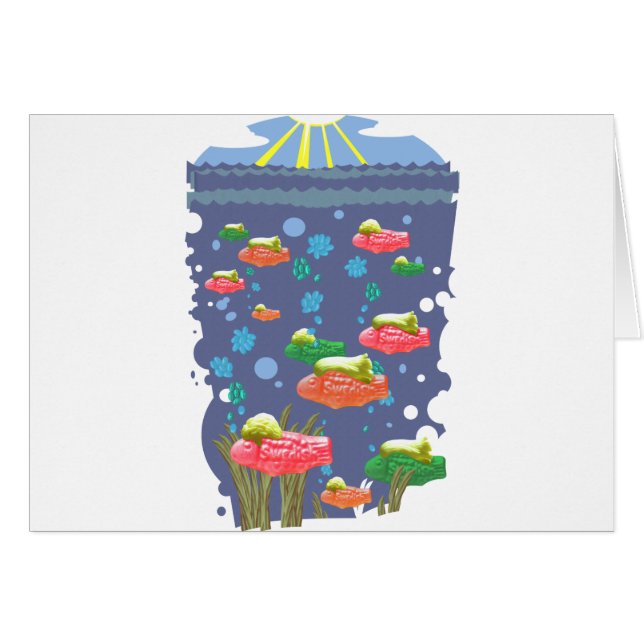 Sötsak och enfaldig fisk hälsningskort (Framsidan Horizontal)