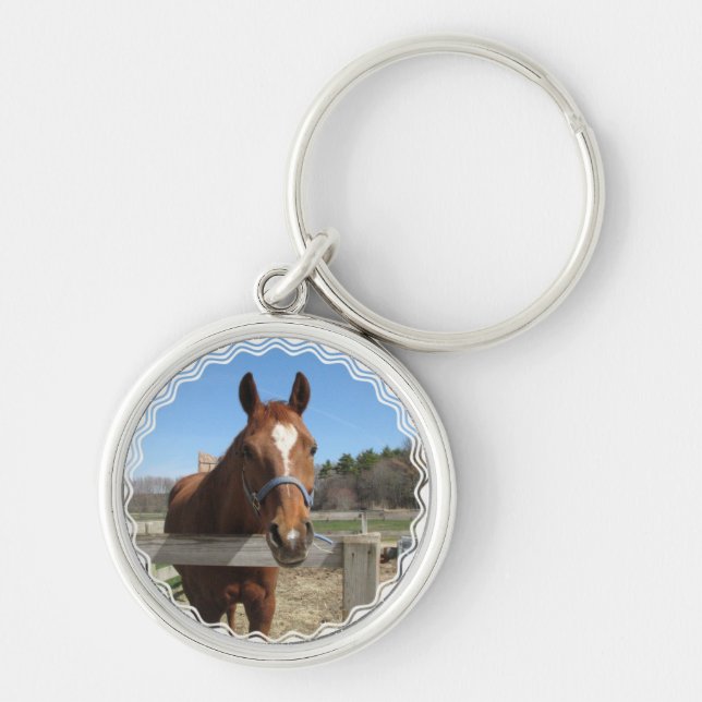 Sötsaken inkvarterar hästen Keychain Rund Silverfärgad Nyckelring (Framsidan)