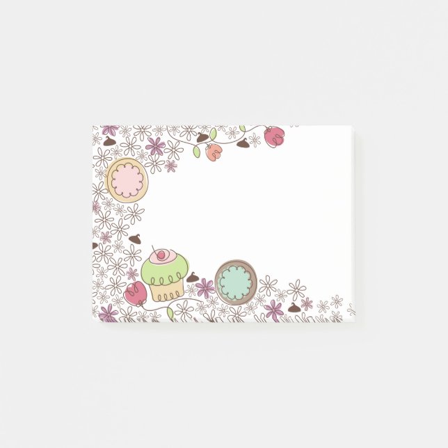 Sötsaker för bageri för blommor för post-it block (Framsida)