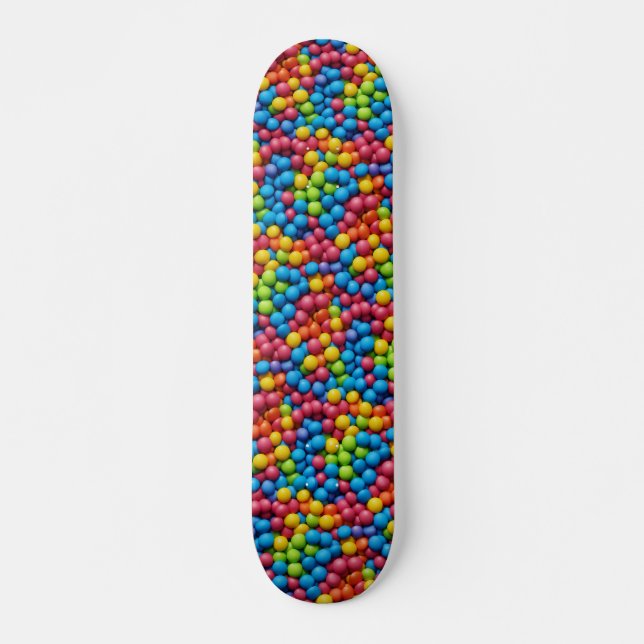 Sötsaker, godis, bubbelgum, bakgrund mini skateboard bräda 18,5 cm (Framsida)