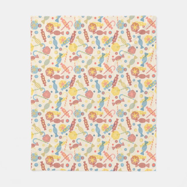 Sötsaker och godismönster fleecefilt (Framsidan)