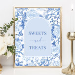 Sötsaker och Möhippor Blåvita kinesiska Poster<br><div class="desc">Den här chinoiseriinspirerade designen har elegant botaniska blommigtar och grön i delft blue och white. Anpassa inbjudan med dina detaljer och om du vill ordna om stil och placera texten ytterligare trycker du på knappen "Klicka för att anpassa ytterligare".</div>