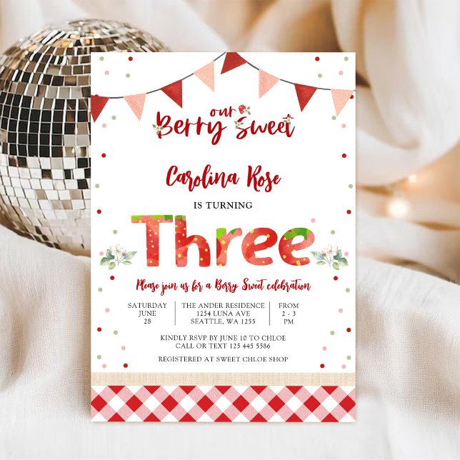 Sötsakig Jordgubbsfödelsedagsinbjudan Inbjudningar (Skapare uppladdad)