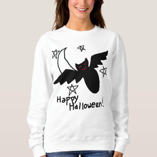 Sötskjorta happy halloween Fladdermus och Måne T Shirt (Framsida)