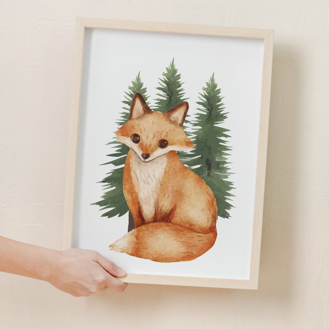 Sötskog Fox Woodland Nursery Decor Poster (Sweet Forest Fox Woodland Nursery Decor)