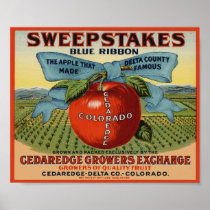 Sötstakes Fruit Låda-etiketten Poster