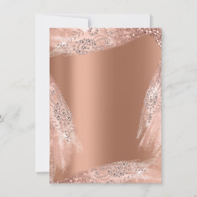 Sött 16:e bröllopsdress rose koppar diamantgnistra inbjudningar (Framsida)