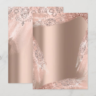 Sött 16:e bröllopsklänning rose gold glitter inbjudningar
