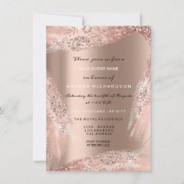 Sött 16:e bröllopsklänning rose gold glitter inbjudningar