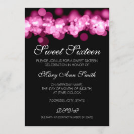 Sött 16 rosa Bokeh för födelsedagsfest ljus Inbjudningar